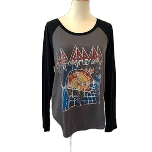 Daydreamer Def Leppard Grey Black Raglan Sleeve T-Shirt Large Cotton - Picture 1 of 7